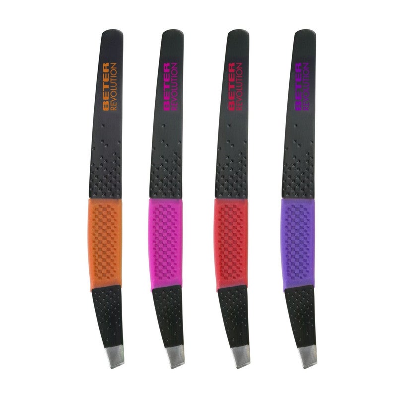 BETER Stainless steel tweezers, with grip, slanted-tip - Image 2